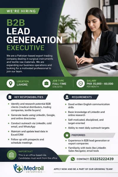 B2B Lead Generation Executive (LinkedIn, Email & WhatsApp Outreach)