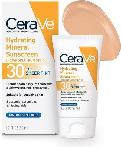 CeraVe Hydrating Mineral Sunscreen SPF 50 Face Cream