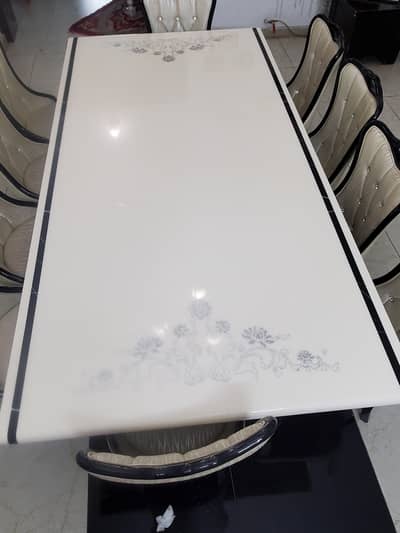 Large Dining Tabke with 10 chairs Marble Top