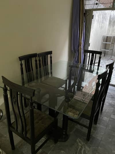 6 Chairs Full Size Wooden Dinning Table