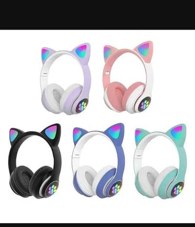 wireless cat ear headphones  with led lights