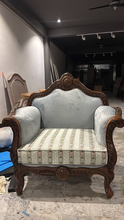 Premium Sheesham Sofa | Imported Fabric