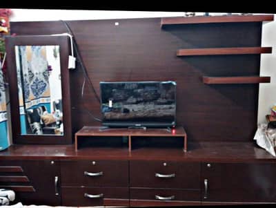 Stylish Wooden TV Console with Dressing Mirror – Good Quality