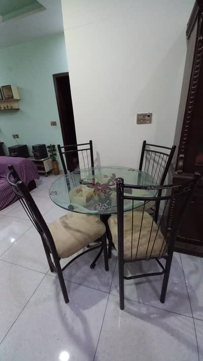 4 seater glass dining table