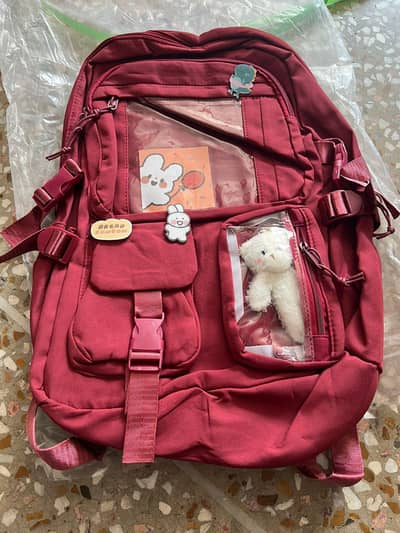 Girls Multi-Pocket Canvas Backpack