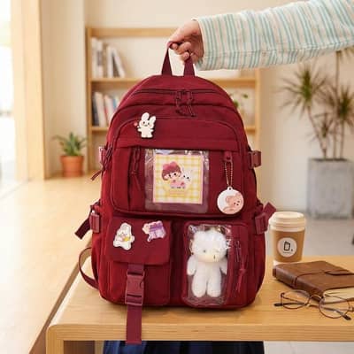 Girls Multi-Pocket Canvas Backpack