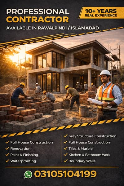  House Construction Contractor Rawalpindi |  10+ Years Experience