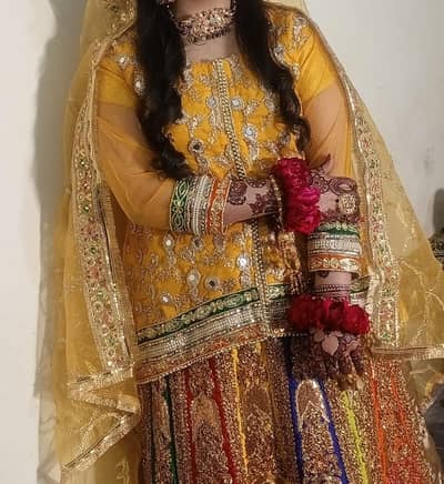 Bridal Mehndi Dress (lehenga) 1 Time Used – Excellent Condition