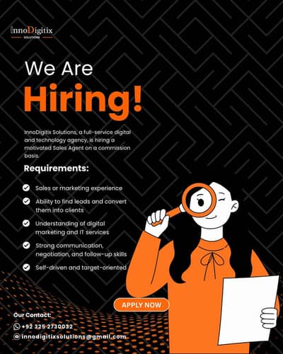 We are hiring motivated sales agents on a commission basis.