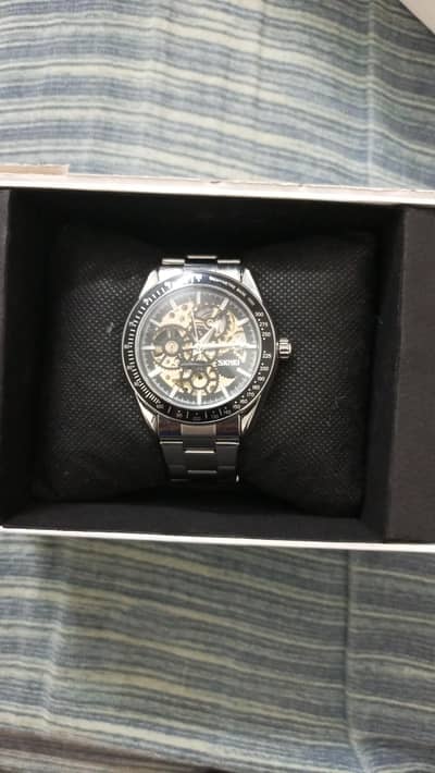 SKMEI 9194 Automatic Skeleton Silver Watch