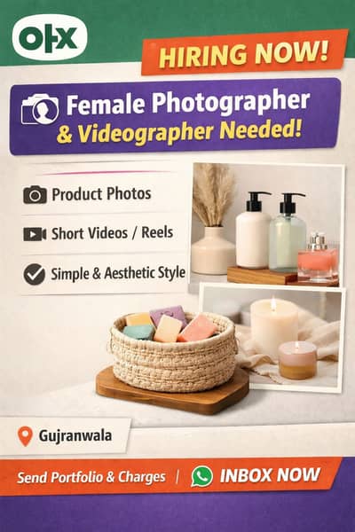 Need Female photographer & videographer