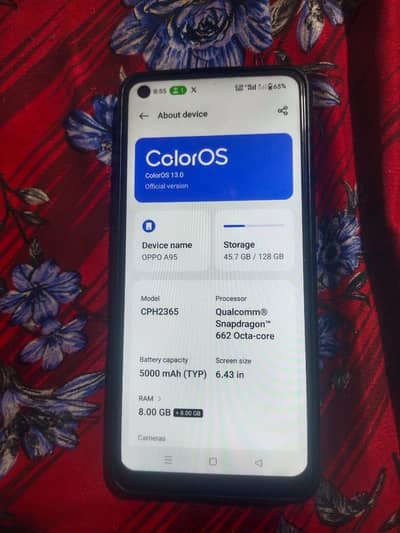 oppo a95 16+128 bettery time bhi buht acha hai exchange possible