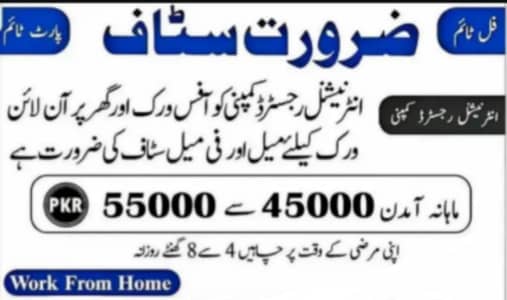 male /female staff required for online working