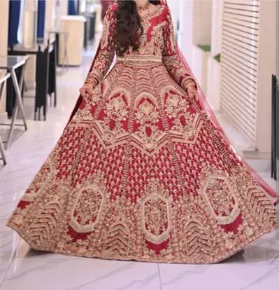 Golden Zari - Red Lehnga Bridal Dress