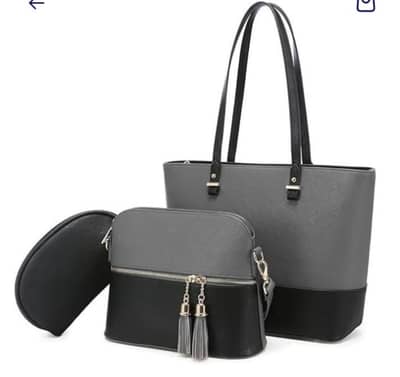 women 3 piece  PU leather tassel Handbag