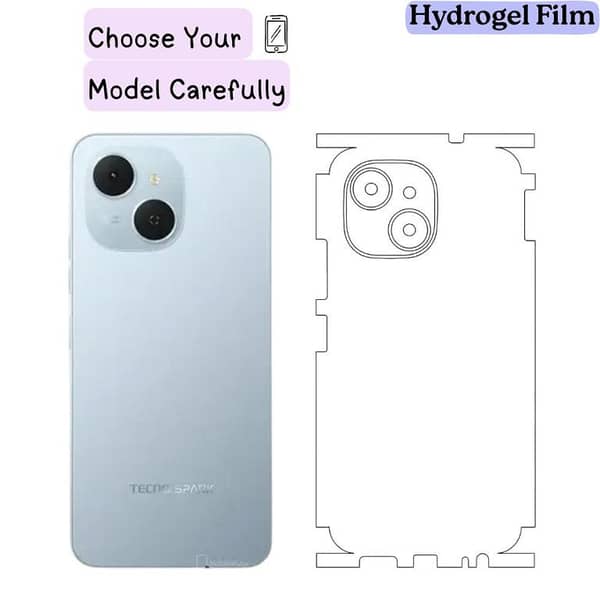 Tecno Spark 40 Pro Pro Plus 40 40C Back Sheet Clear/Matte | Transparent & Anti-Fingerprint TPU Back Protector | Self-Healing Scratch Resistant | Ultra Thin Slim Fit | Case Friendly | Hydrogel Film Back Cover