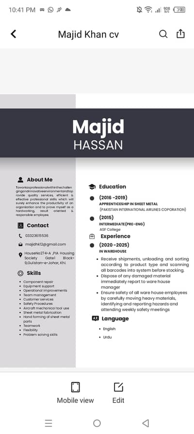 Mujha job ki zarurat ha.