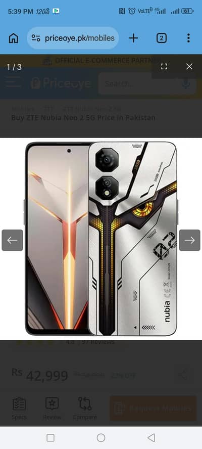 Nubia Neo 2 5G | Gaming Beast | 120Hz ) 8 ram 256 rom