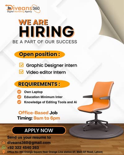 We are hiring a graphic designer intern and video editor intern