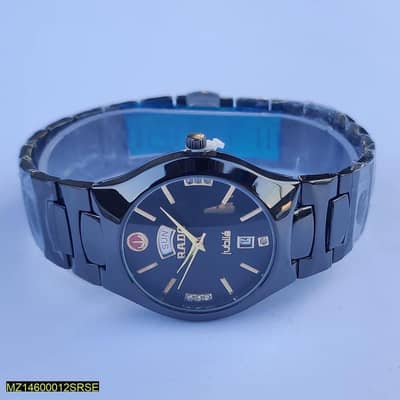 Men's  black stainless steel  Quartz watch  42mm