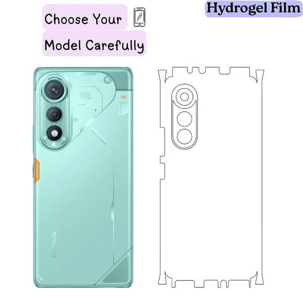 Tecno Pova Curve Slim Back Sheet Clear/Matte | Transparent & Anti-Fingerprint TPU Back Protector | Self-Healing Scratch Resistant | Ultra Thin Slim Fit | Case Friendly | Hydrogel Film Back Cover