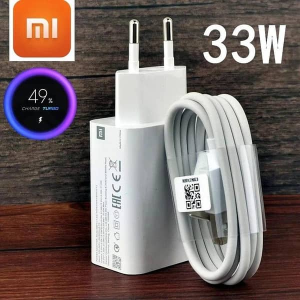 100% Original Xiaomi Mi 33W Turbo Fast Charger  Original Adapter with Type-C Cable - White (MDY-11-EZ) Mobile , Laptop , Tablet & all Other Devices Charger