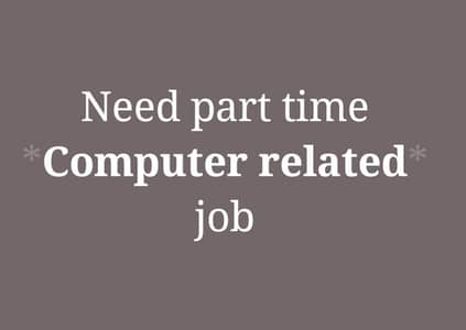 Need part time Computer related job
