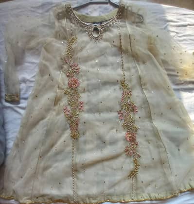 Batik net organza embroidered dress stiched