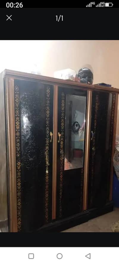 IRON KING SIZE BED WITH MATTRESS AND CUPBOARD (GOOD CONDITION)