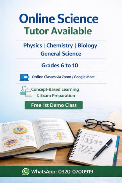 Online Science tutor available (Grade 6-10)