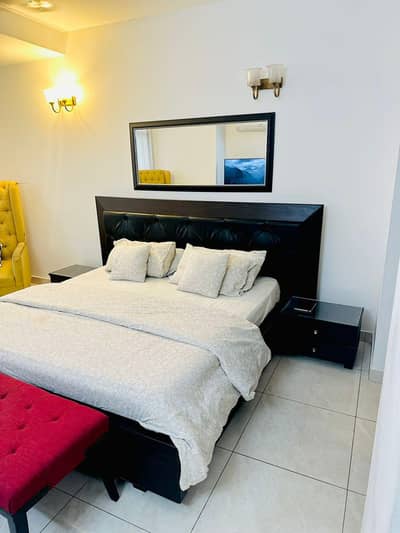 Solid Teak Wood King Size Bed with 2 side tables - Antique Polish.