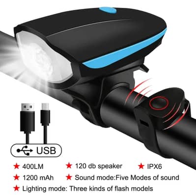 Bicycle LED Light & Horn - Bright & Loud