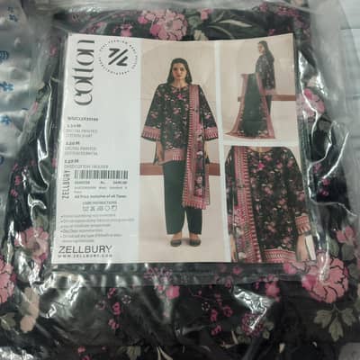 Zellbury Black 3 Piece Cotton Suit – Brand New (Gift Item)