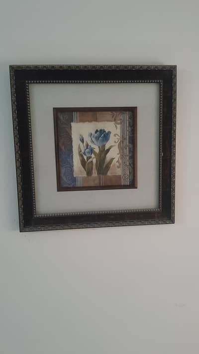 Vintage indian floral miniature with frame and glass