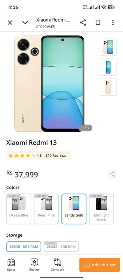 Redmi 13 complete box charger 8+128