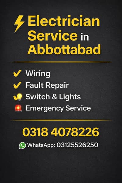 Urgent Electrician Service Abbottabad | Call Now
