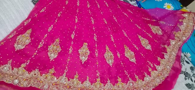 Bridal unstitched lehnga ,frock and dubatta . 03216388590