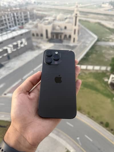 IPHONE 14 PRO MAX 128GB GERY FACTORY UNLOCK NON PTA BACK CRACK 81% BH