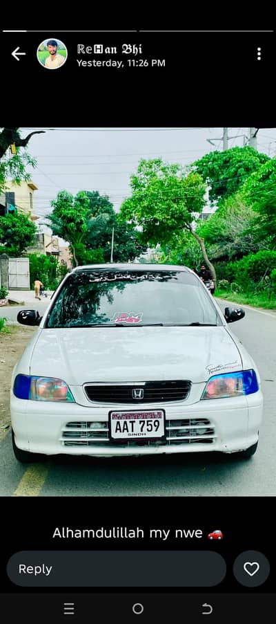 honda city exi home family use car 1998 model 03027573600 Whtsap
