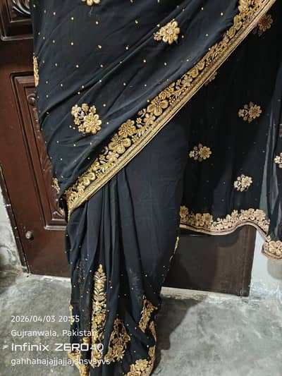 Black chiffon Saree.