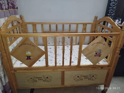 Wooden Baby Cot with Storage – Excellent Condition
