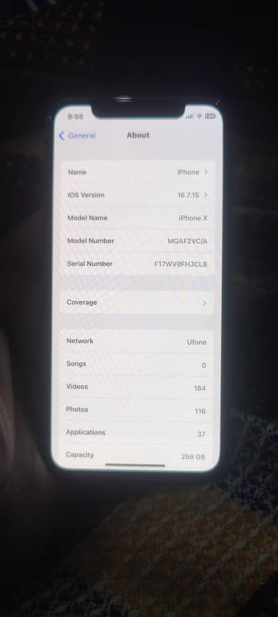 iphone x PTA Approved 256gb not any foult