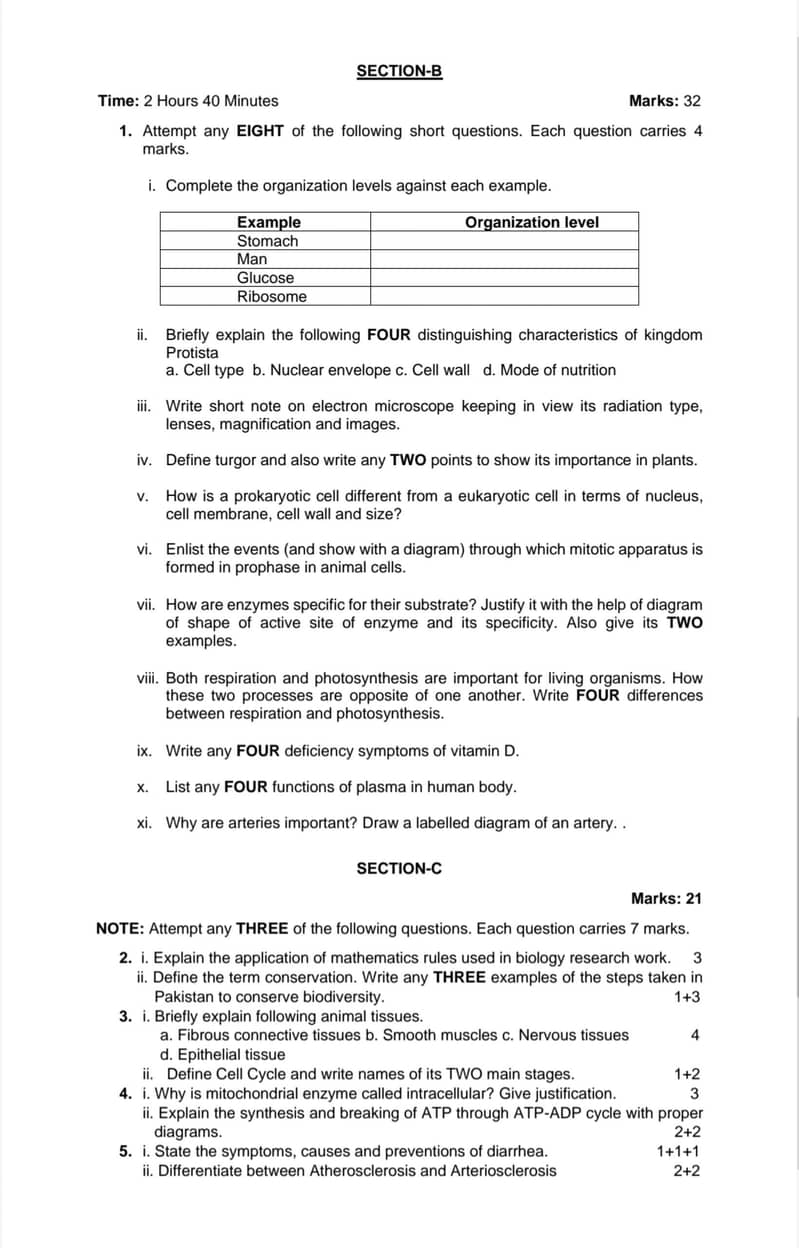 Important Question for 9th class phys/bio 1