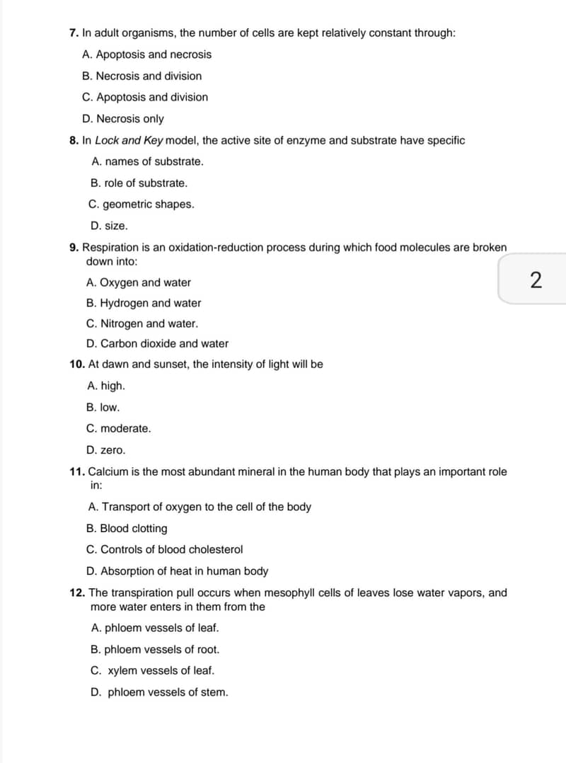 Important Question for 9th class phys/bio 2