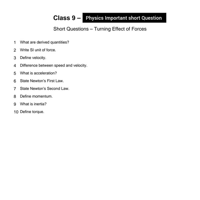 Important Question for 9th class phys/bio 3