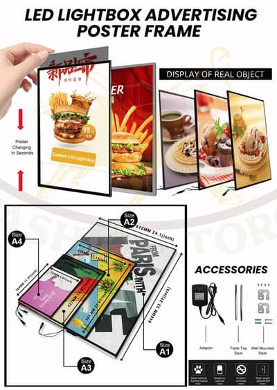 LED Tempered glass illustrated light box Advertising Poster Frame