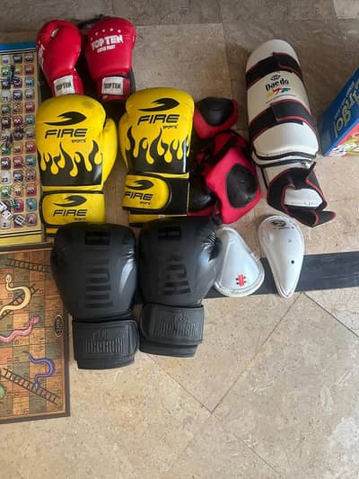 Kids boxing gloves and playing games