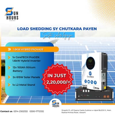 Hybrid Inverter 1.6KW – Solar + Battery Backup | Reliable Power