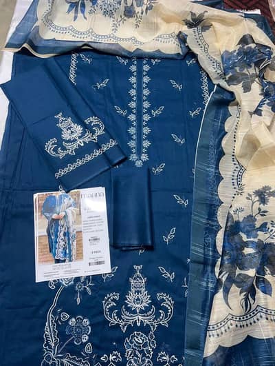 Blue Lawn Embroidered 3PC Suit | Ladies Summer Collection | Fancy