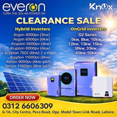 knox Hybrid Ongrid Inverter 4kw, 6kw, 8kw, 10kw, ip21, ip65  Pannel
